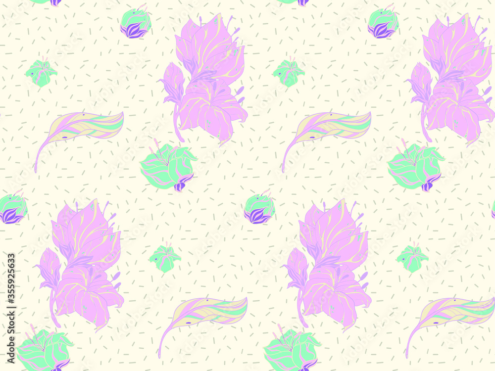 Poster image without seams. beautiful pattern on a summer theme. pattern consisting of flowers and herbs. b