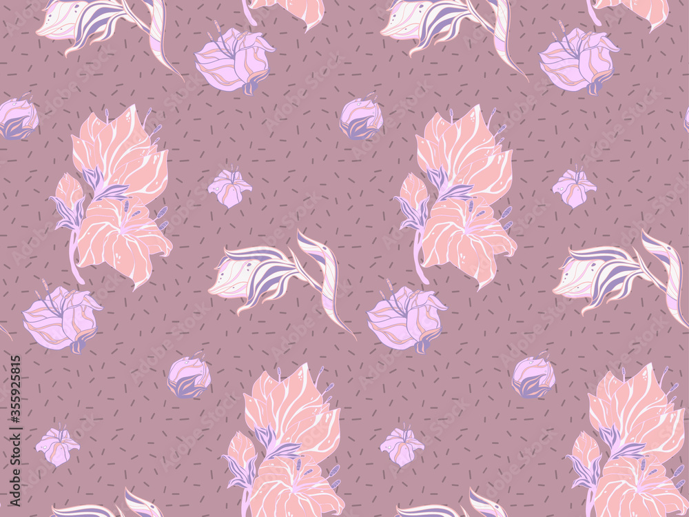 Poster image without seams. beautiful pattern on a summer theme. pattern consisting of flowers and herbs. b