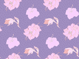 Image without seams. Beautiful pattern on a summer theme. Pattern consisting of  flowers and  herbs. Background image.
