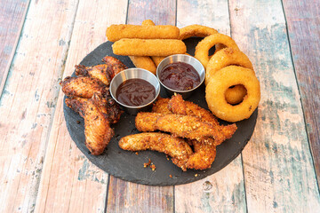 snack combo with barbecue sauce