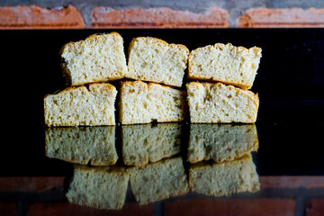Sliced focaccia bread