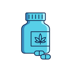 Cannabis pills bottle vector icon symbol isolated on white background