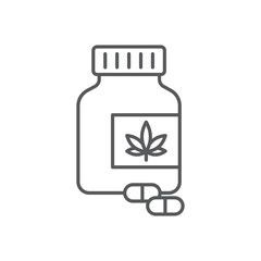 Cannabis pills bottle vector icon symbol isolated on white background