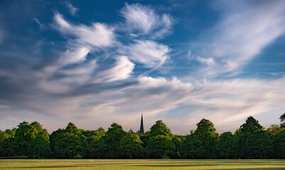 Church Spire, Trees and Sky