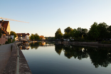 the river Isar in Landshut (near Munich) before sunset