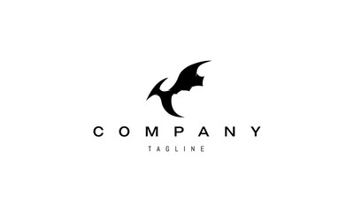 Vector logo on which an abstract image of a flying pterodactyl.