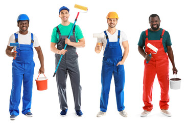 Fototapeta premium Portrait of painters on white background