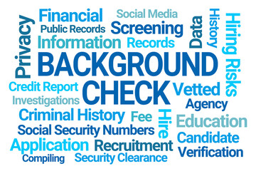 Background Check Word Cloud on White Background