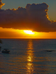 Sunset on the Indian Ocean in Grand Baie, Mauritius Island