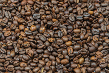Coffee beans photographed as a solid texture background.