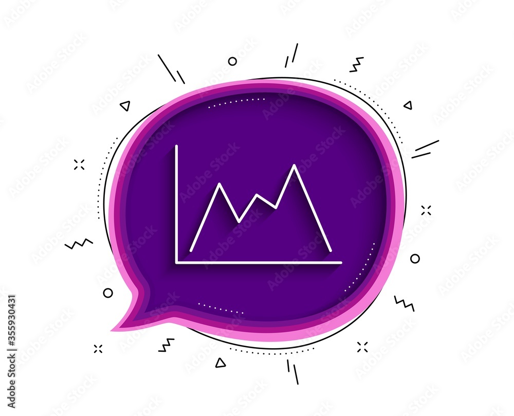 Poster line chart icon. chat bubble with shadow. financial growth graph sign. stock exchange symbol. thin l