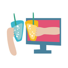 desktop with drinks flat style icon