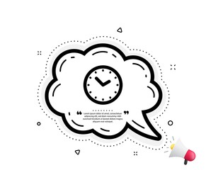 Time management icon. Quote speech bubble. Clock sign. Watch symbol. Quotation marks. Classic time icon. Vector