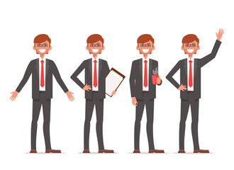 Businessman stand in different positions. Character vector design. Vector illustration isolated on white background