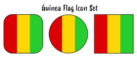 Fototapeta premium Guinea Flag Button set - rounded, circle, and square for African push button concepts. 