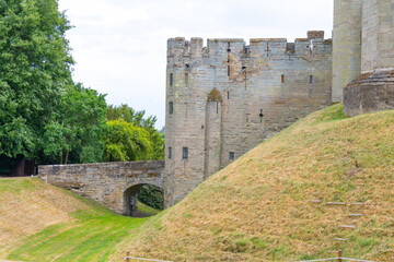 Fototapeta premium old medieval tower, ancient wall fortress in the city