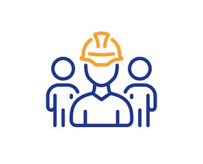 Engineering team line icon. Engineer or architect group sign. Construction helmet symbol. Colorful thin line outline concept. Linear style engineering team icon. Editable stroke. Vector