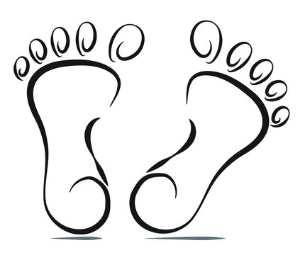 Stylized soles of human legs isolated on a white background. Illustration. Vector. EPS10.