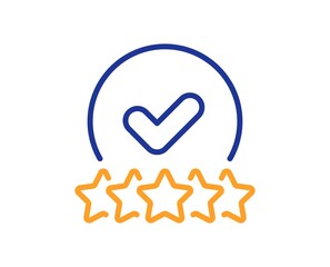 Rating stars line icon. Approved ranking sign. Verified high rank symbol. Colorful thin line outline concept. Linear style rating stars icon. Editable stroke. Vector