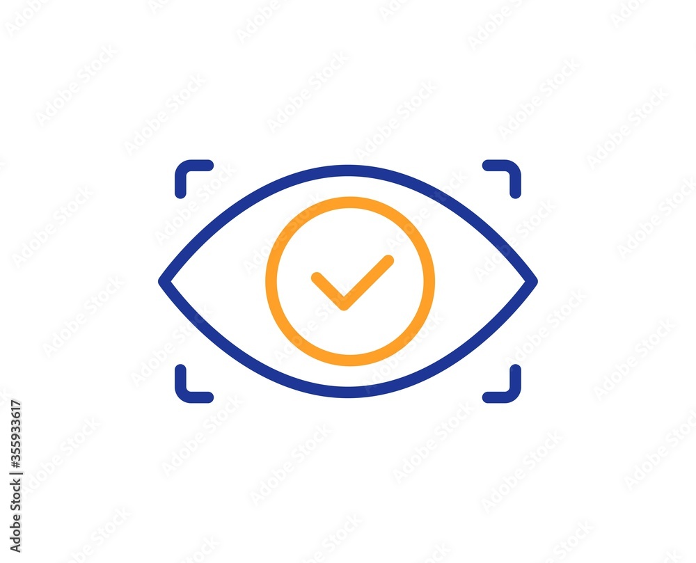 Poster biometric security scan line icon. eye access sign. private protection symbol. colorful thin line ou