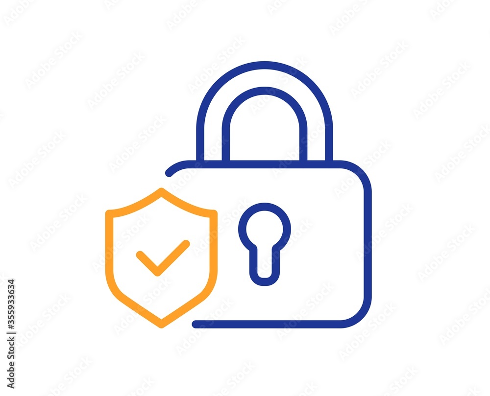 Aufkleber security lock line icon. cyber defence shield sign. private protection symbol. colorful thin line ou