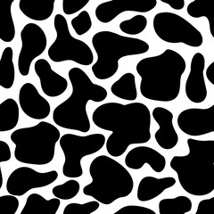 Abstract vector shape. Seamless pattern. Black spots on white background. Texture for print, textile, packaging.