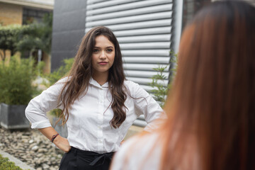 Fototapeta premium woman angry with her coworker