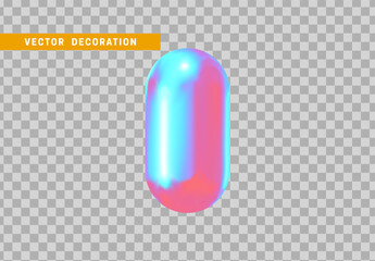 Hollow capsule isolated with colorful hologram chameleon color gradient. 3d objects geometric shape. vector illustration
