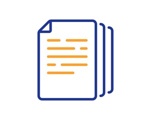 Copy documents line icon. Doc file duplicates sign. Office note symbol. Colorful thin line outline concept. Linear style copy documents icon. Editable stroke. Vector