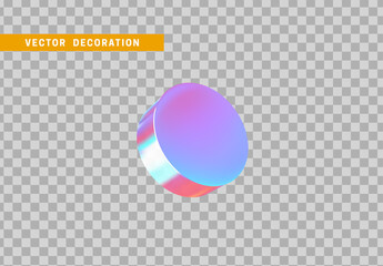 Cylinder 3d objects geometric shape. Round timber isolated with colorful hologram chameleon color gradient. vector illustration
