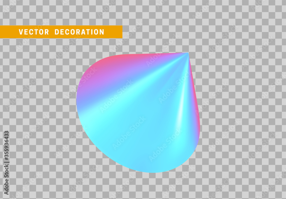 Poster cone is three-dimensional geometric shape isolated with colorful hologram chameleon color gradient. 