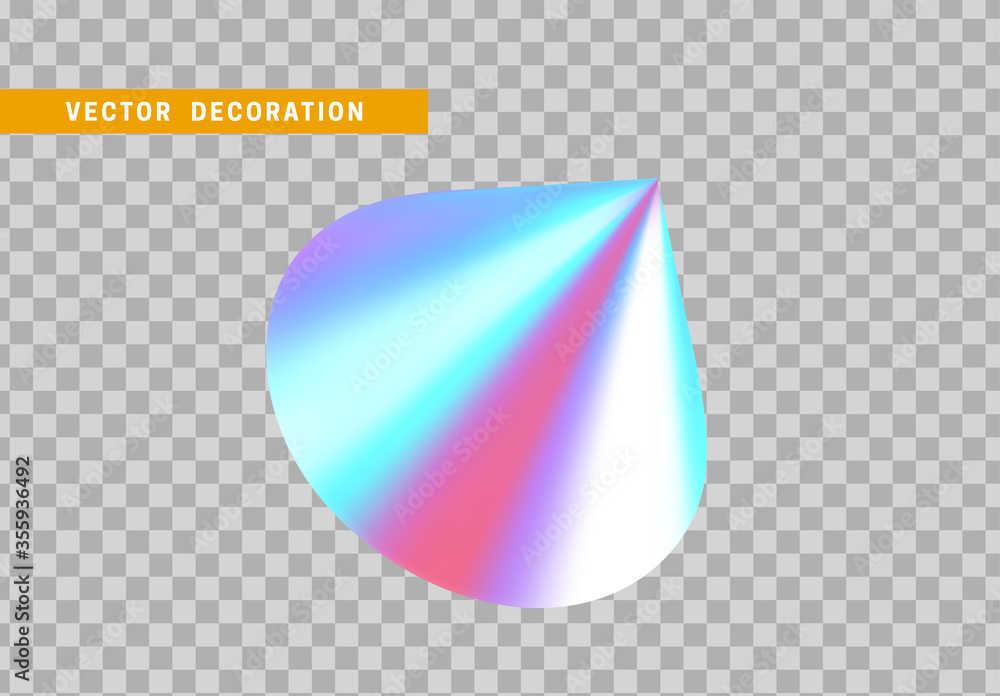 Poster cone is three-dimensional geometric shape isolated with colorful hologram chameleon color gradient. 