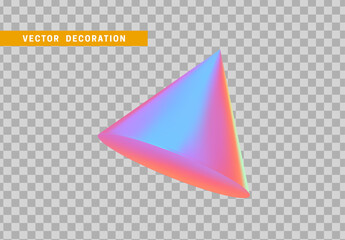 Cone is three-dimensional geometric shape isolated with colorful hologram chameleon color gradient. 3d objects vector illustration