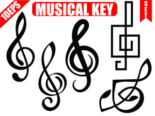 Musical key icon set. Musical note icon set.