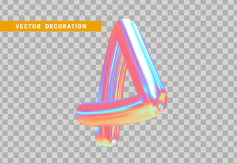 3d objects geometric shape isolated with colorful hologram chameleon color gradient. vector illustration