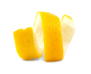 Lemon zest on a white background, isolated.