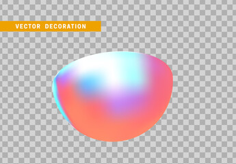 Semi sphere isolated with colorful hologram chameleon color gradient. 3d objects geometric shape. vector illustration