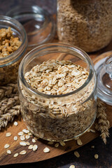 healthy food - oatmeal, vertical top view