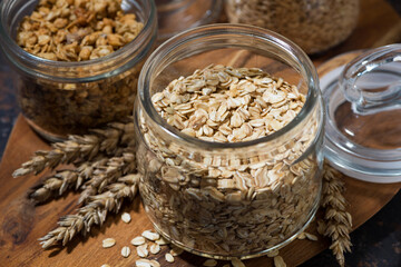 healthy food - oatmeal, top view