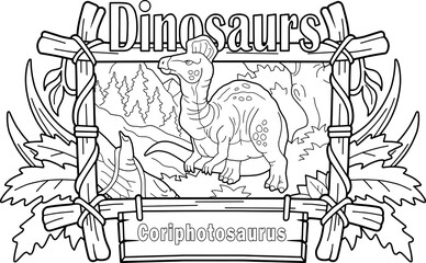 Prehistoric dinosaur Corythosaurus, coloring book, contour illustration