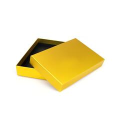 Golden gift box isolated on white background