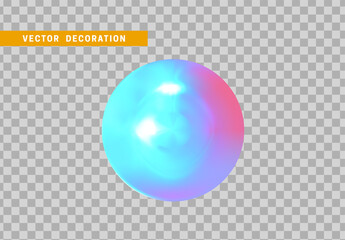 Sphere is three-dimensional geometric shape isolated with colorful hologram chameleon color gradient. 3d objects round ball. vector illustration.
