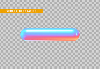 Hollow capsule isolated with colorful hologram chameleon color gradient. 3d objects geometric shape. vector illustration