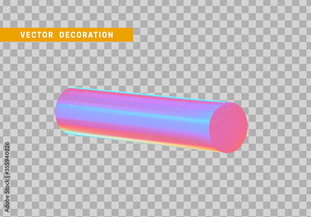 Aufkleber cylinder 3d objects geometric shape. round timber isolated with colorful hologram chameleon color gr