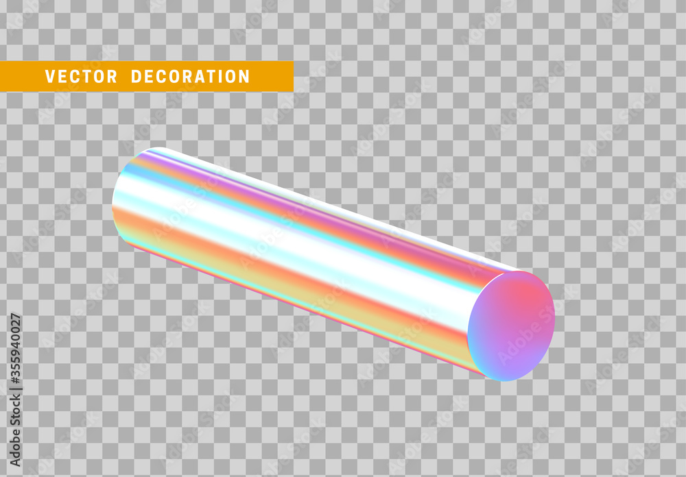 Aufkleber cylinder 3d objects geometric shape. round timber isolated with colorful hologram chameleon color gr