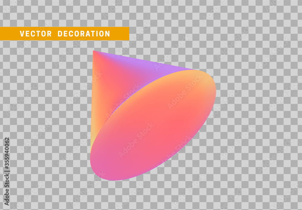 Poster cone is three-dimensional geometric shape isolated with colorful hologram chameleon color gradient. 