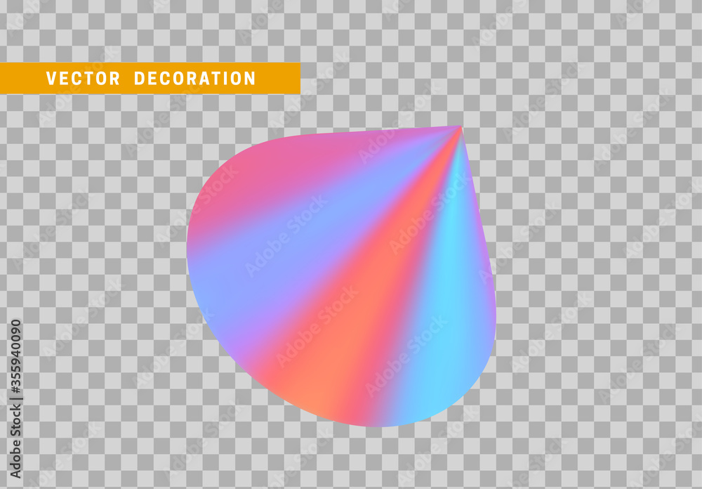 Poster cone is three-dimensional geometric shape isolated with colorful hologram chameleon color gradient. 