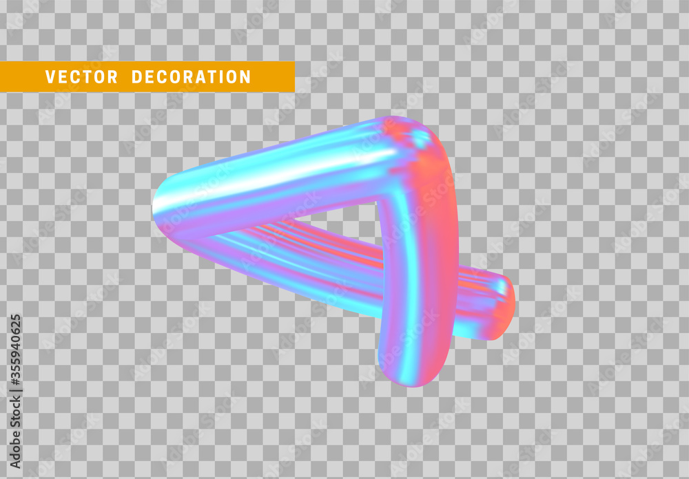 Poster 3d objects geometric shape isolated with colorful hologram chameleon color gradient. vector illustra