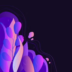 Purple flat leaves illustration. Vector image with copy space. Vector illustration flat design with colorful gradient