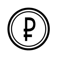 ruble currency coin black for icon isolated on white, russia ruble money for app symbol, simple flat russian ruble money, currency digital ruble coin for financial concept, vector